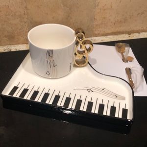 Ceramic Piano Cup with Saucer - NWOT